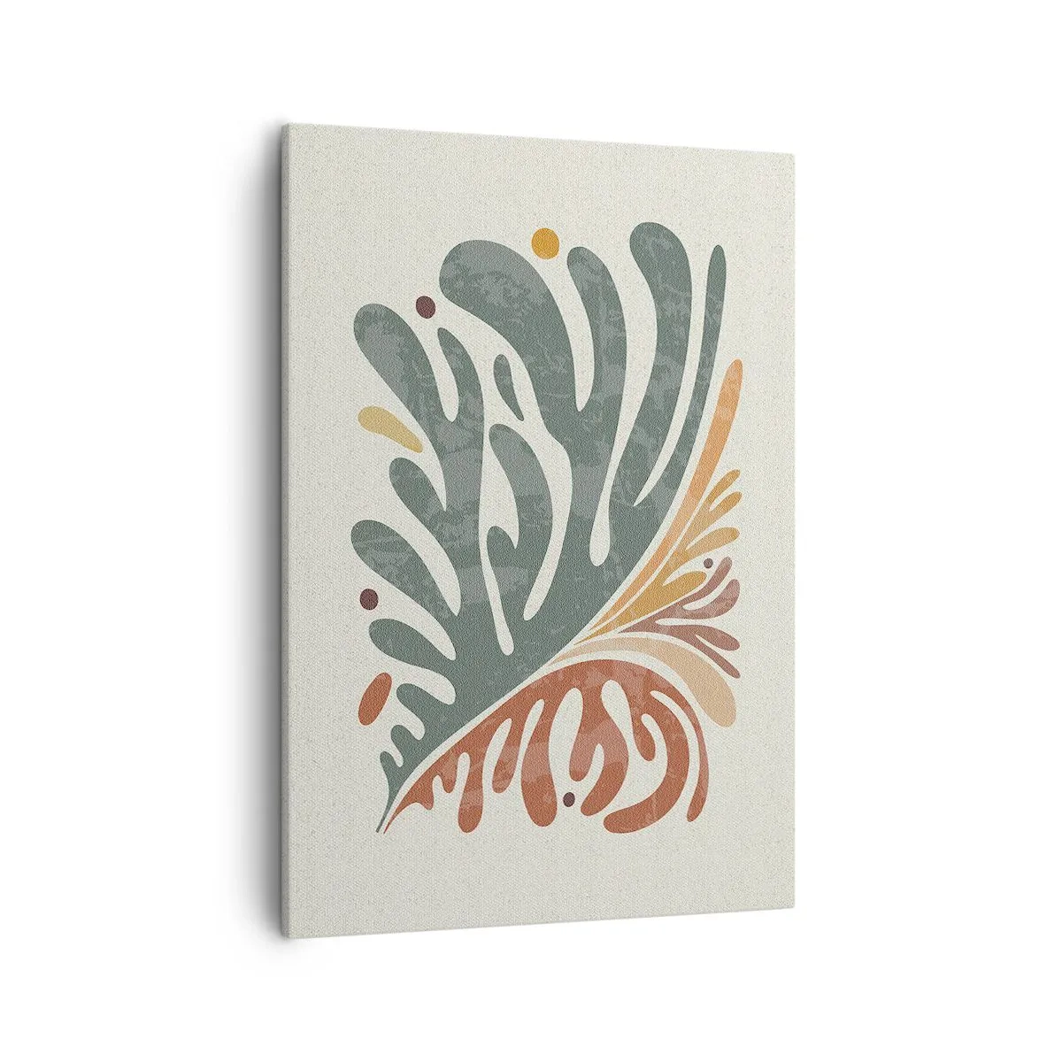 Impression sur toile - Image sur toile - Feuille abstraite colorée sur fond clair - 50x70cm - Feuille multicolore - Décoration murale moderne pour le salon et la chambre ARTTOR