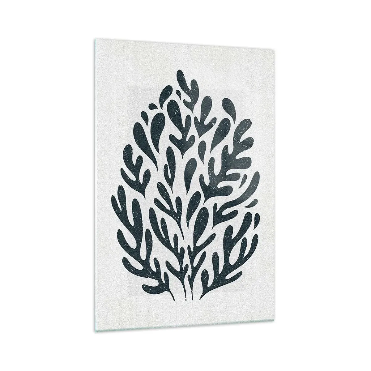 Impression sur verre - Image sur verre - Motif de feuille abstrait sombre sur fond clair - 70x100cm - Formes de la nature - Décoration murale moderne pour le salon et la chambre ARTTOR