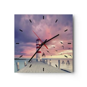 Horloge murale - Pendule murale - C'est l'heure d'aller au port - 40x40 cm