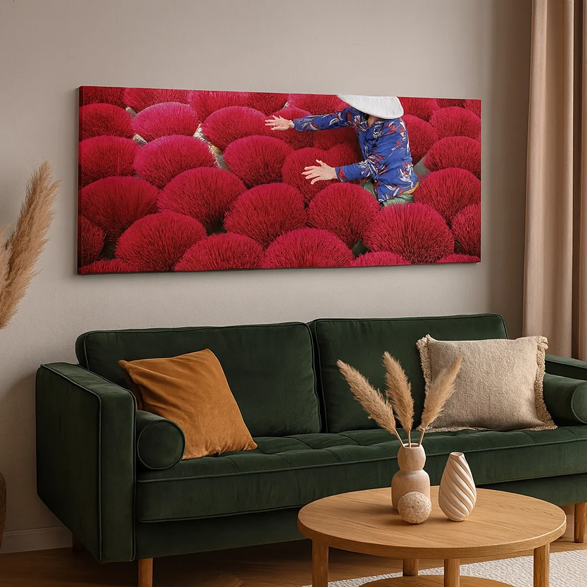 Impression sur toile - Image sur toile - Dans un champ de riz - 30x30 cm