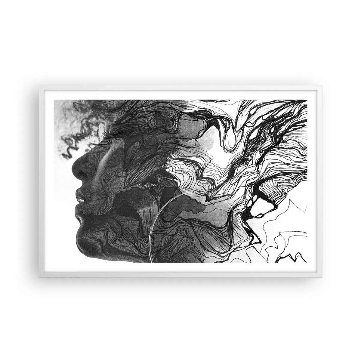 Affiche dans un cadre blanc - Poster - Emmêlé dans les rêves - 91x61 cm