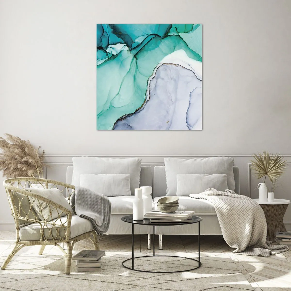 Impression sur verre - Image sur verre - Étude de turquoise - 70x70 cm