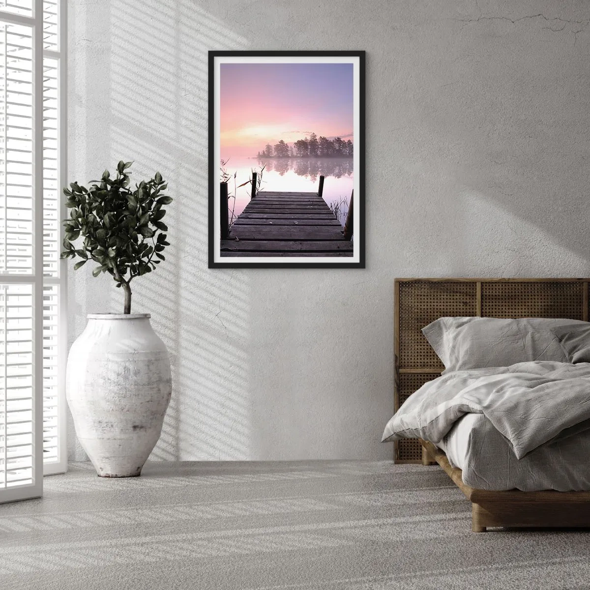 Affiche dans un cadre noir - Poster - De la brume lilas… - 61x91 cm