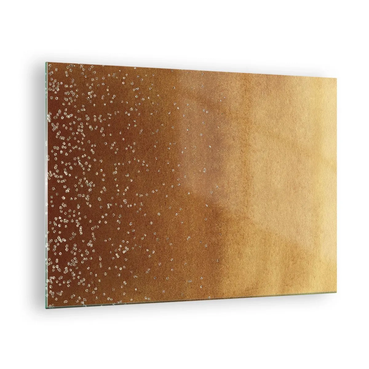 Impression sur verre - Image sur verre - Motif abstrait doré aux reflets fins - 70x50cm - Origine du monde - Décoration murale moderne pour le salon et la chambre ARTTOR