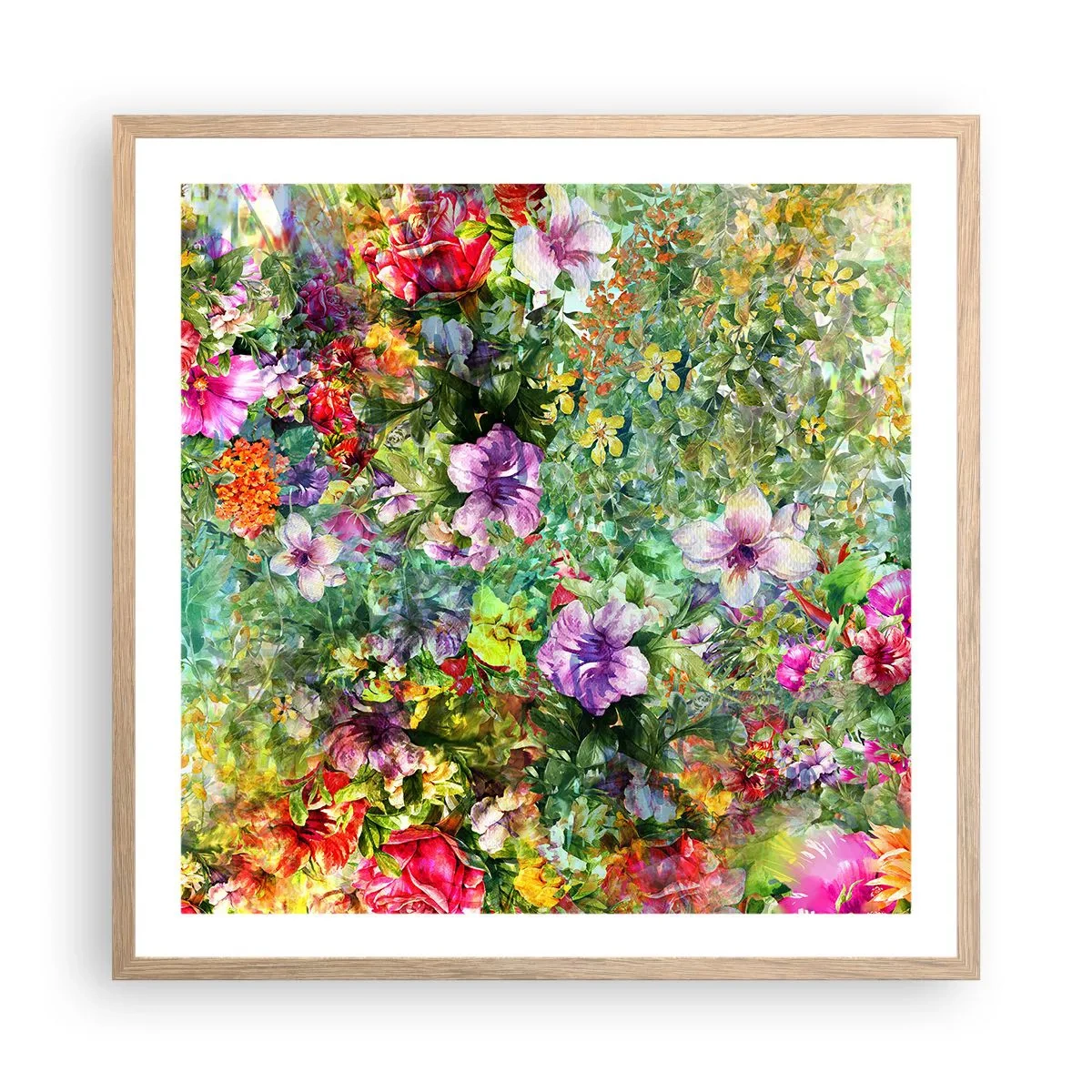 Affiche dans un chêne clair - Poster - En fleurs pour la perdition - 60x60 cm