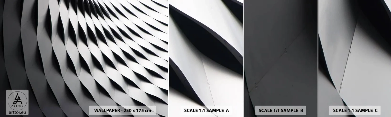 Échantillon de Papier Peint Autocollant Deluxe Sticker - A la surface des vagues - Moderne, Abstraction, acier - 100x30 cm