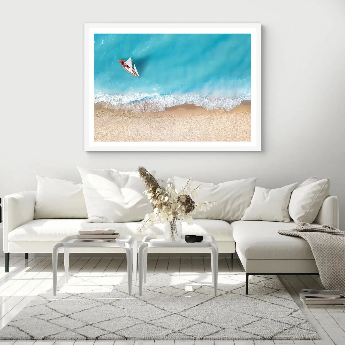 Affiche dans un cadre blanc - Poster - A la frontière de l'azur et de l'or - 50x40 cm