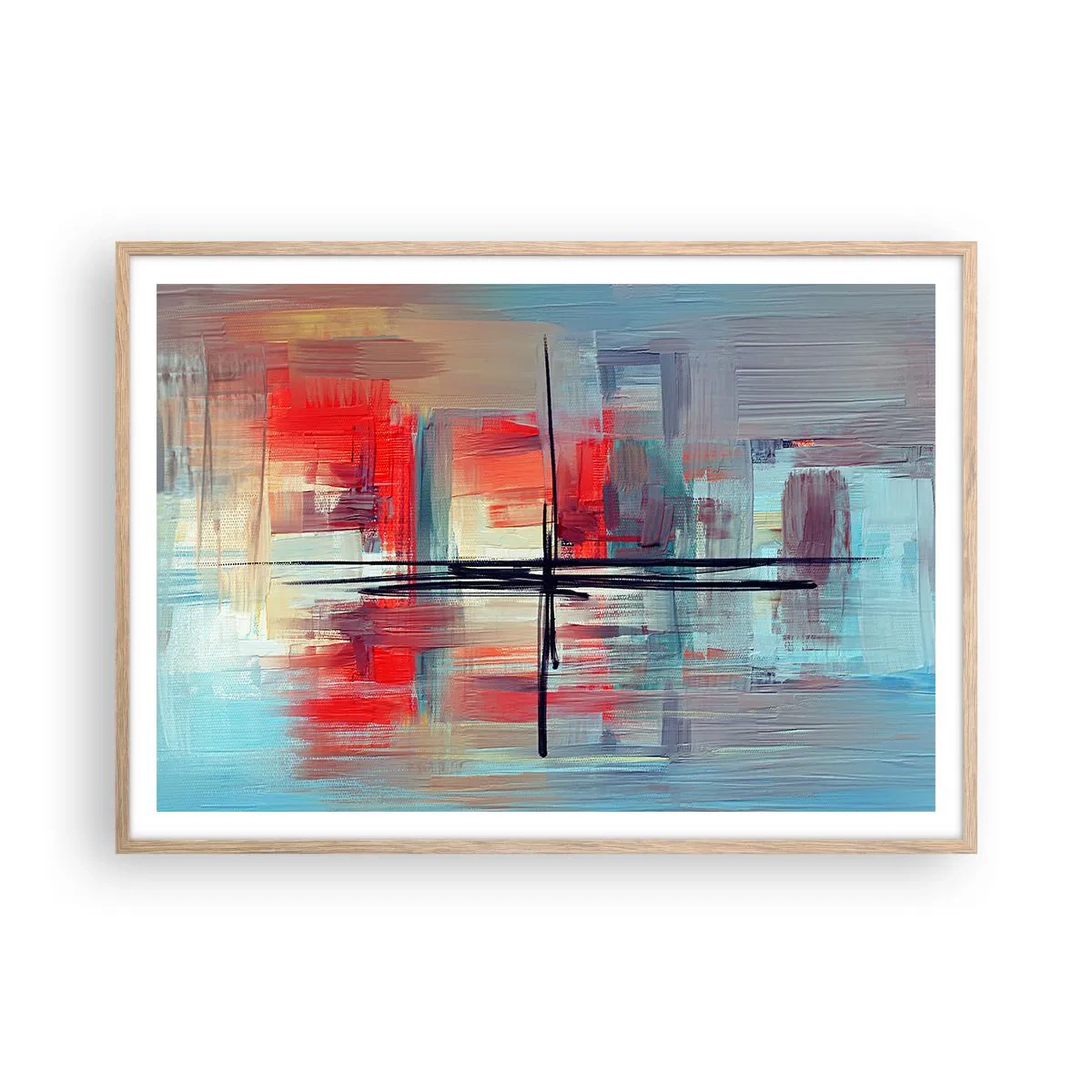 Affiche dans un chêne clair - Poster - Un paysage dans une dimension inconnue - 100x70 cm