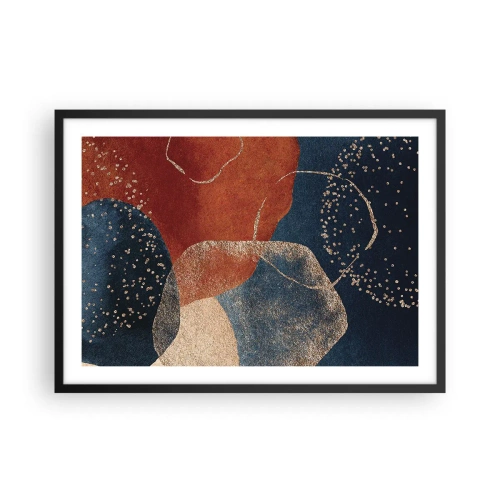 Affiche dans un cadre noir - Poster - Formes abstraites dans des tons de rouge et de bleu - 70x50cm - La légèreté de l'être - Décoration murale moderne pour le salon et la chambre ARTTOR