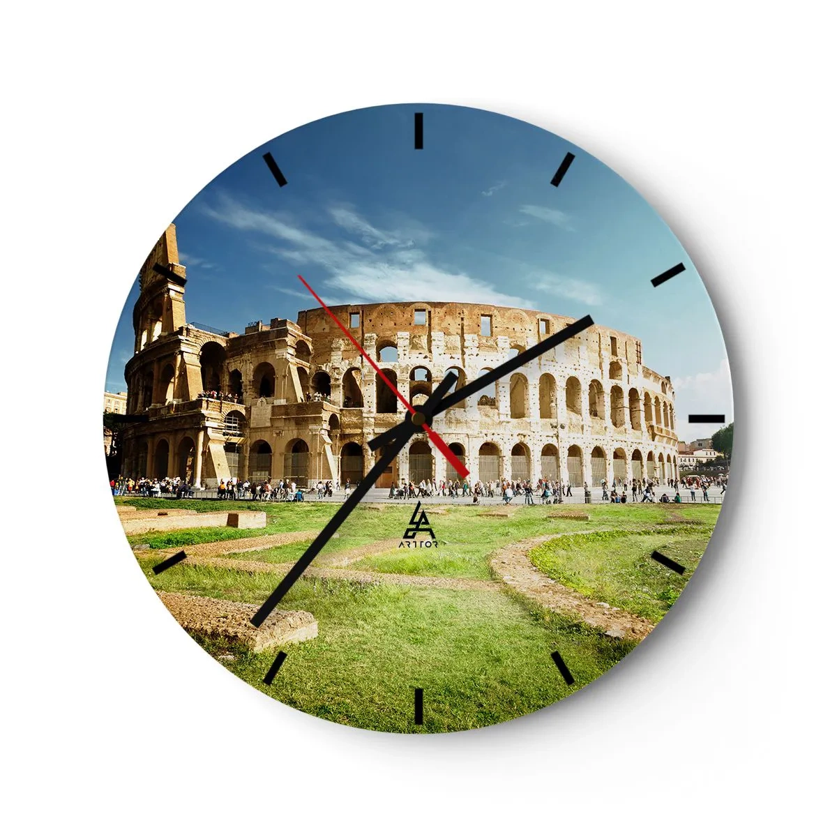 Horloge murale - Pendule murale - Le Colisée de Rome sous le soleil - 30x30cm - On entend encore la détonation de l'arme - Décoration murale moderne pour le salon, la cuisine et la chambre ARTTOR