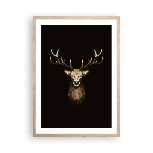 Affiche dans un chêne clair - Poster - Cerf cubique - 50x70 cm