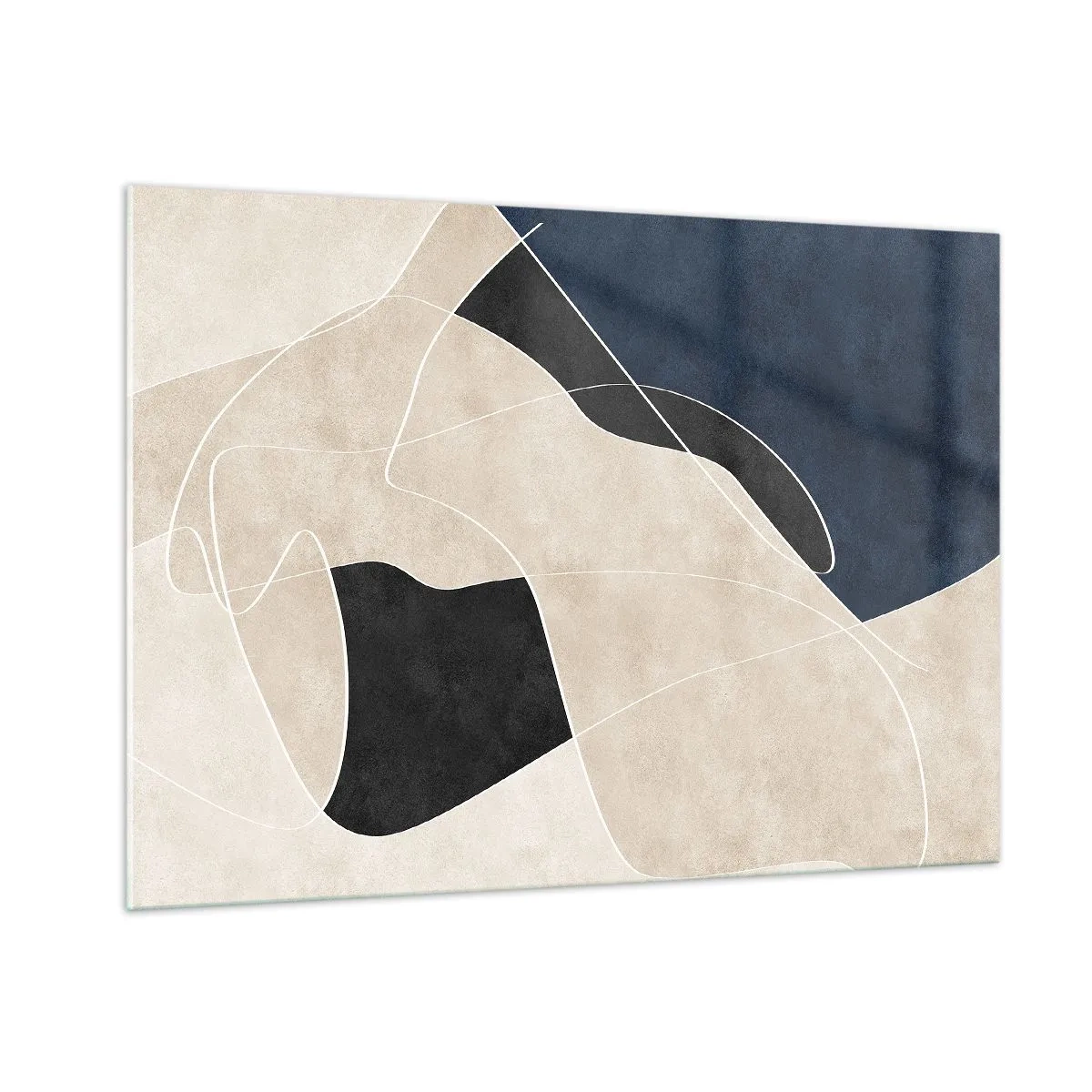 Impression sur verre - Image sur verre - Abstraction moderne aux formes et lignes contrastées - 100x70cm - Composition abstraite - contraste de couleurs - Décoration murale moderne pour le salon et la chambre ARTTOR