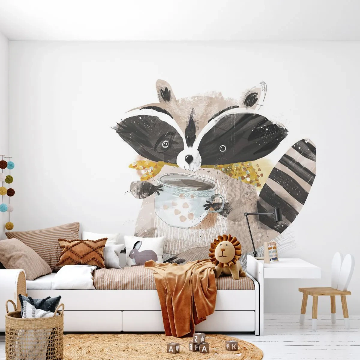 Papier Peint Photo Standard Eco - Mon ami le raton laveur - Pour les enfants, Raton laveur, Graphique - 150x105 cm