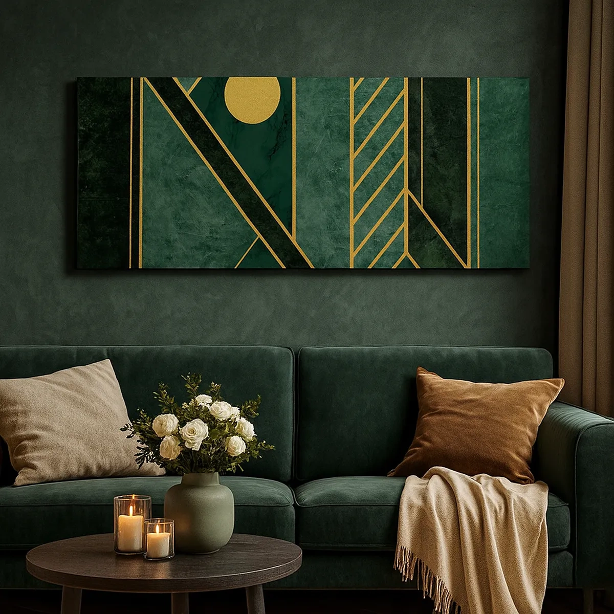 Impression sur toile - Image sur toile - Dynamique or et azur - 30x30 cm