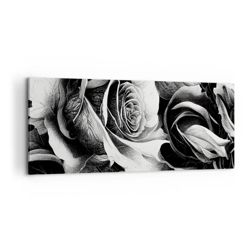 Impression sur toile - Image sur toile - Roses noires et blanches dans une composition élégante - 120x50cm - Toujours une reine - Décoration murale moderne pour le salon et la chambre ARTTOR
