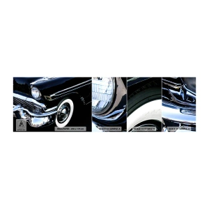 Échantillon de Papier Peint Autocollant Deluxe Sticker - Classique en argent, noir et blanc - Automobile, Voiture, blanc et noir - 100x30 cm