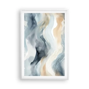 Affiche dans un cadre blanc - Poster - Abstraction enneigée et brumeuse - 61x91 cm