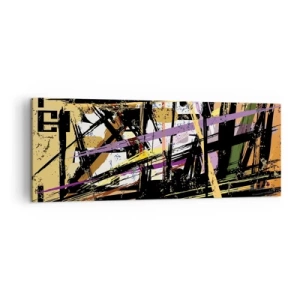 Impression sur toile - Image sur toile - Lignes et formes abstraites sur fond beige - 140x50cm - Une coupe nette - Décoration murale moderne pour le salon et la chambre ARTTOR