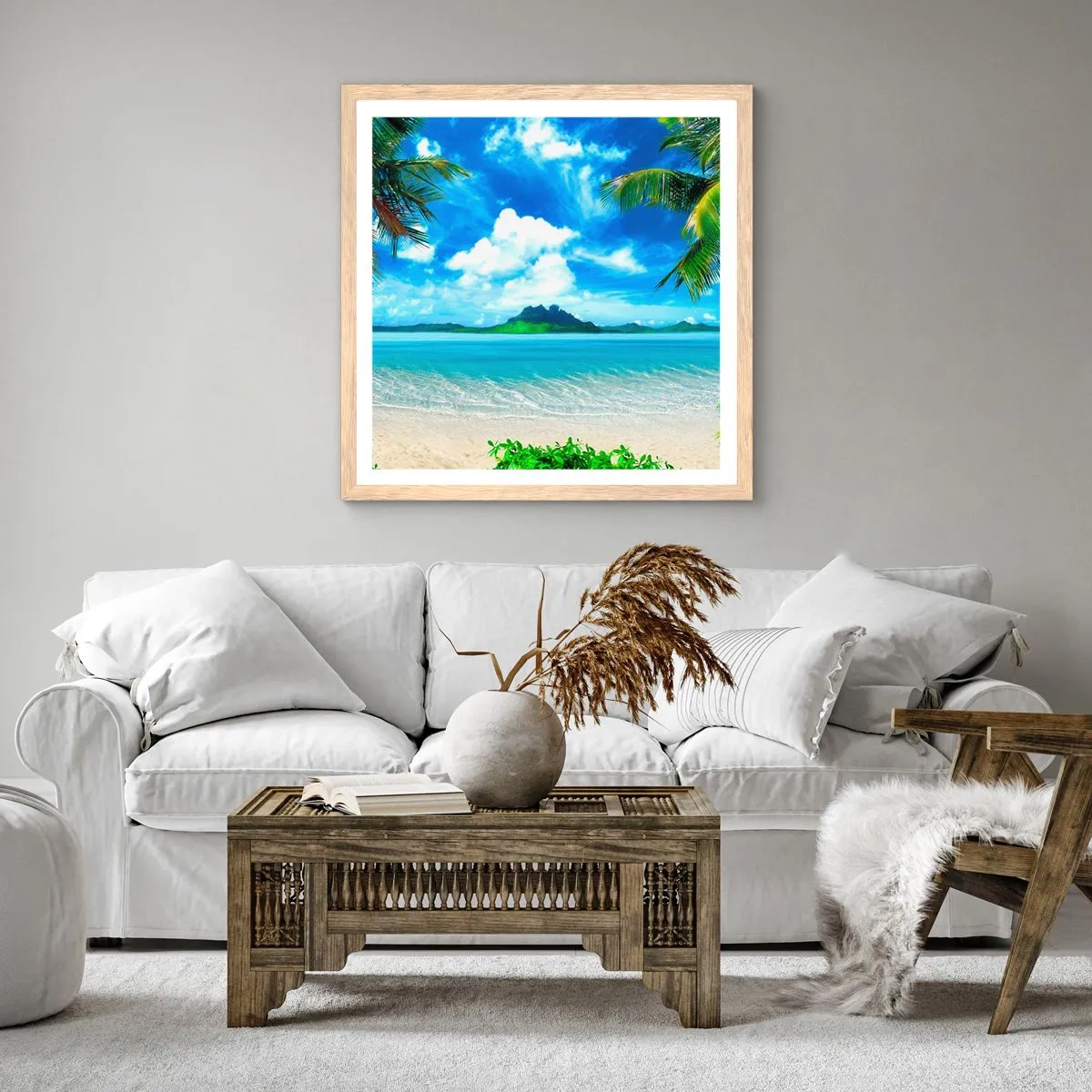 Affiche dans un chêne clair - Poster - L'azur des tropiques - 30x30 cm