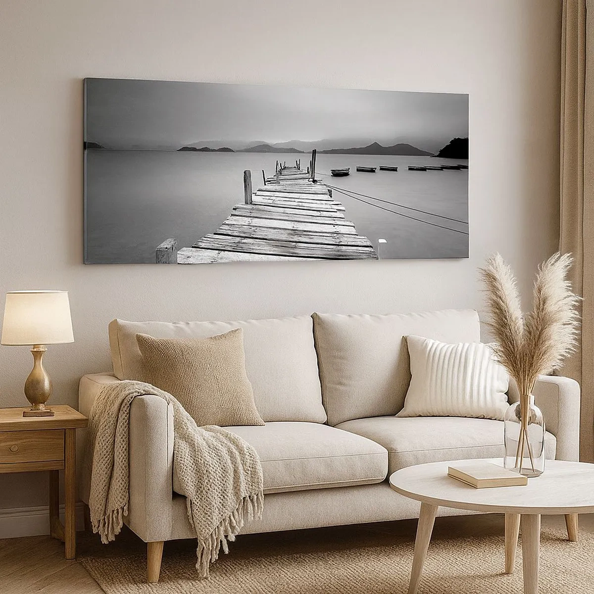 Impression sur toile - Image sur toile - Derrière les montagnes, au-delà des mers - 100x40 cm