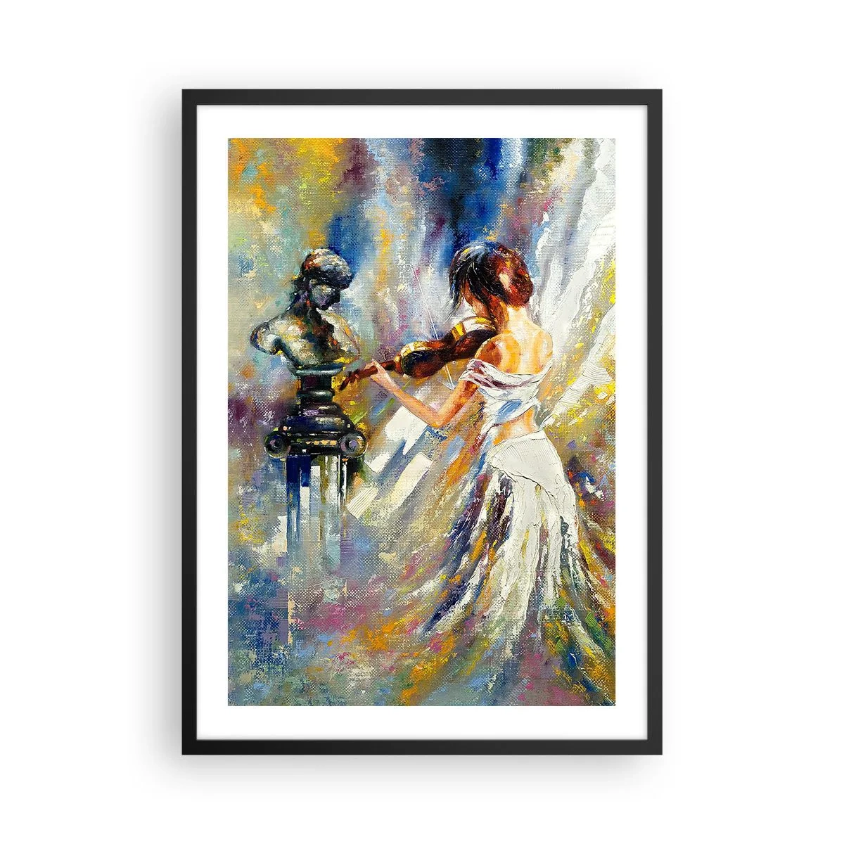 Affiche dans un cadre noir - Poster - Scène abstraite d'une femme jouant du violon - 50x70cm - Revivre avec émotion - Décoration murale moderne pour le salon et la chambre ARTTOR