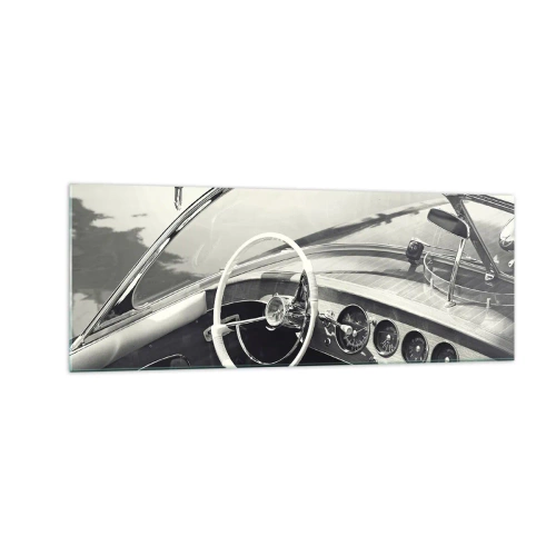 Impression sur verre - Image sur verre - Intérieur de voiture classique de style monochrome - 140x50cm - Temps pour riche - Décoration murale moderne pour le salon et la chambre ARTTOR