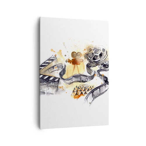 Impression sur toile - Image sur toile - Le symbolisme du cinéma avec une pellicule dans une aquarelle artistique - 70x100cm - Au pays des rêves - Décoration murale moderne pour le salon et la chambre ARTTOR