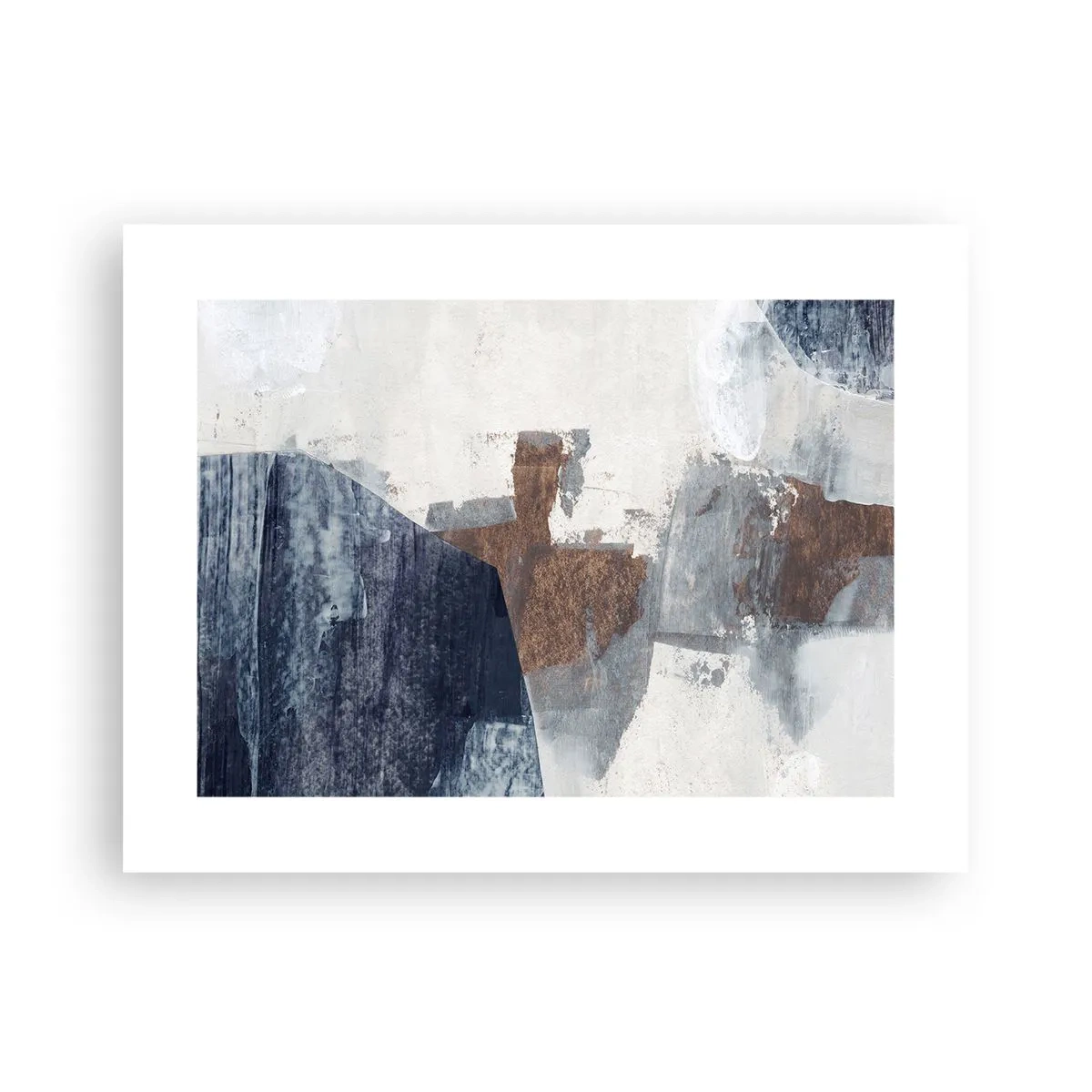 Affiche - Poster - Formes bleues et brunes - 40x30 cm