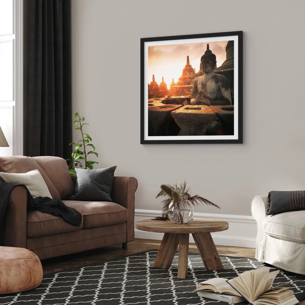 Affiche dans un cadre noir - Poster - Temps de grande sagesse - 30x30 cm