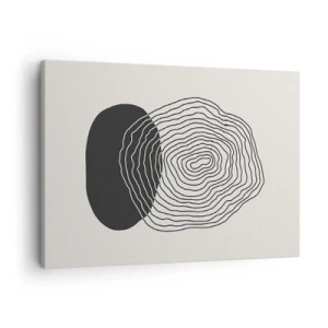 Impression sur toile - Image sur toile - Motif abstrait avec des lignes et des formes en noir et blanc - 70x50cm - Durabilité et oscillation - Décoration murale moderne pour le salon et la chambre ARTTOR