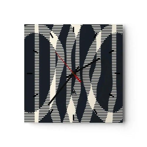 Horloge murale - Pendule murale - Lignes géométriques dans des tons clairs sur un fond sombre - 30x30cm - Une tentative de briser l'obscurité - Décoration murale moderne pour le salon et la chambre ARTTOR