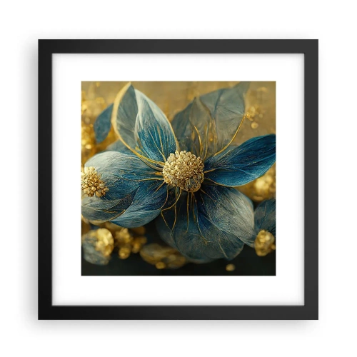 Affiche dans un cadre noir - Poster - Fleurir avec de l'or - 30x30 cm