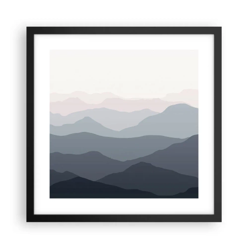 Affiche dans un cadre noir - Poster - Vagues de montagnes - 40x40 cm