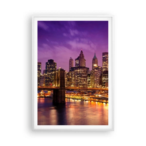 Affiche dans un cadre blanc - Poster - Manhathann or violet - 70x100 cm