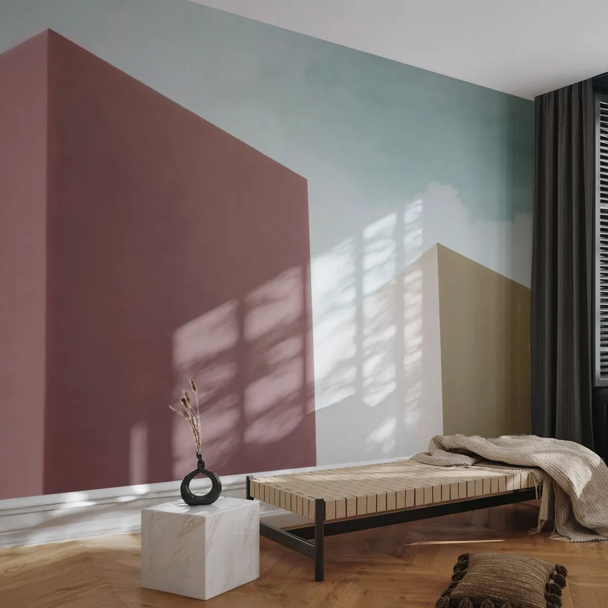 Papier Peint Photo Premium Sand - La géométrie d'un été ensoleillé - Bâtiments, Architecture, Tridimensionnel - 500x350 cm