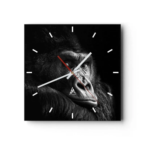 Horloge murale - Pendule murale - Portrait noir et blanc d'un gorille majestueux - 30x30cm - Et qu'est-ce que tu regardes? - Décoration murale moderne pour le salon et la chambre ARTTOR