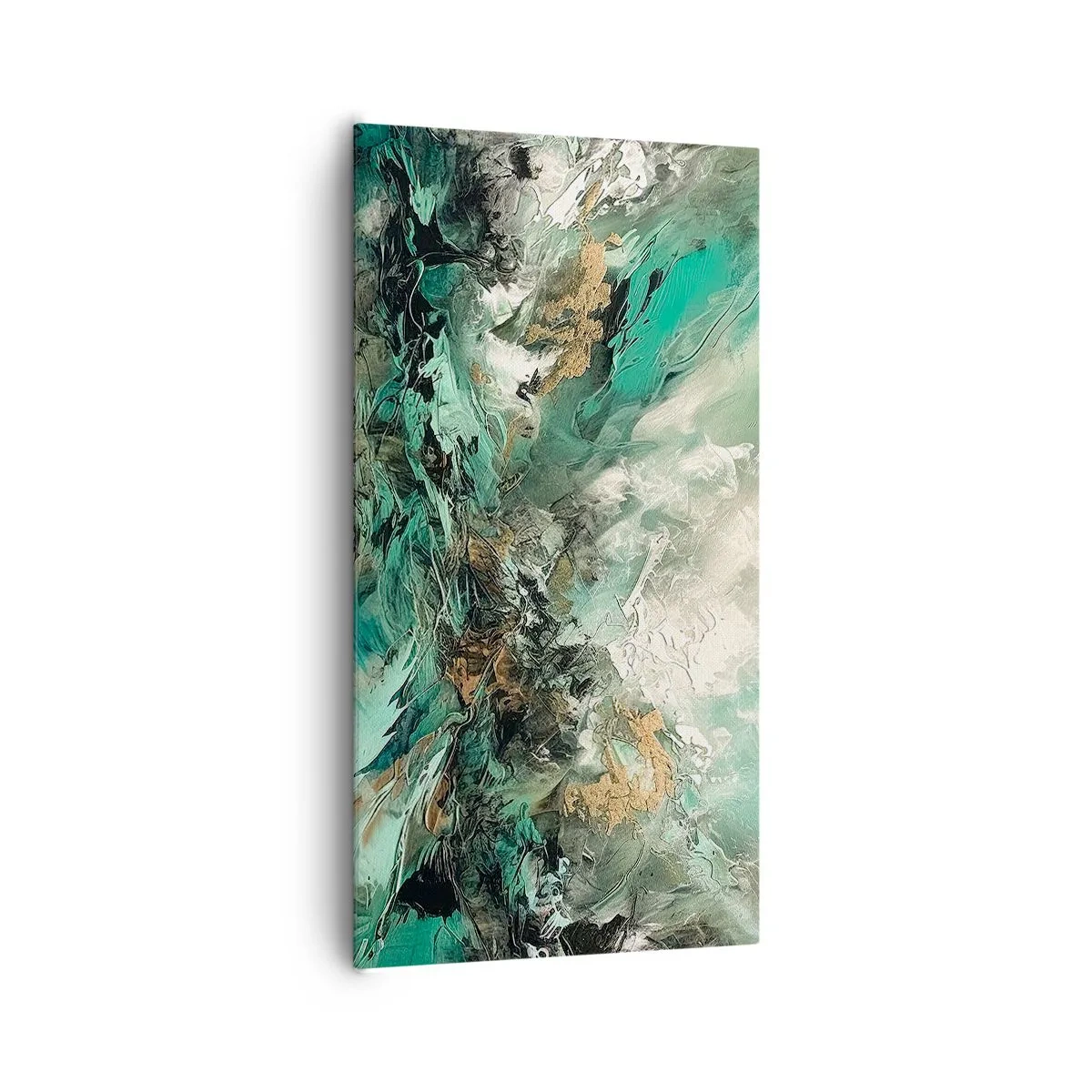 Impression sur toile - Image sur toile - Ressac émeraude et noir - 65x120 cm