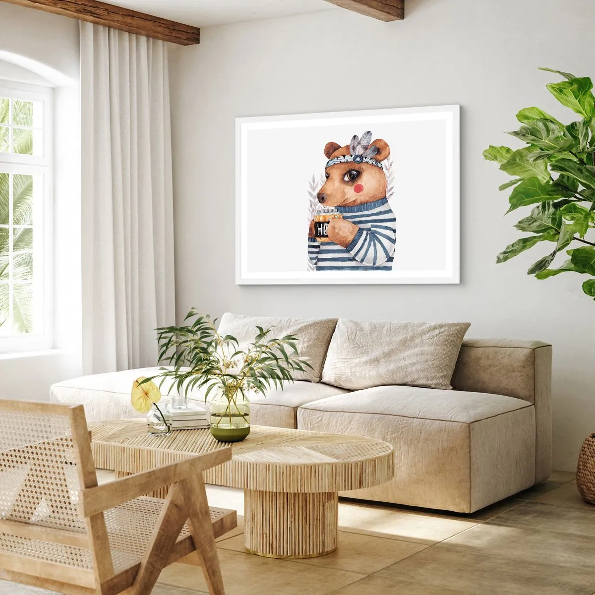 Affiche dans un cadre blanc - Poster - Un nounours trop mignon - 40x30 cm