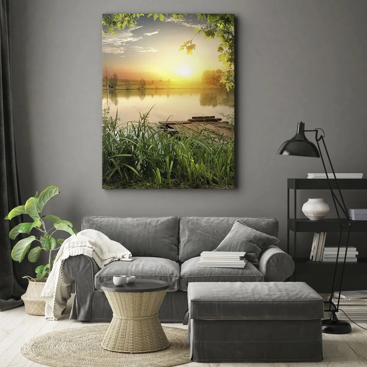 Impression sur toile - Image sur toile - Paysage dans un cadre verdoyant - 65x120 cm