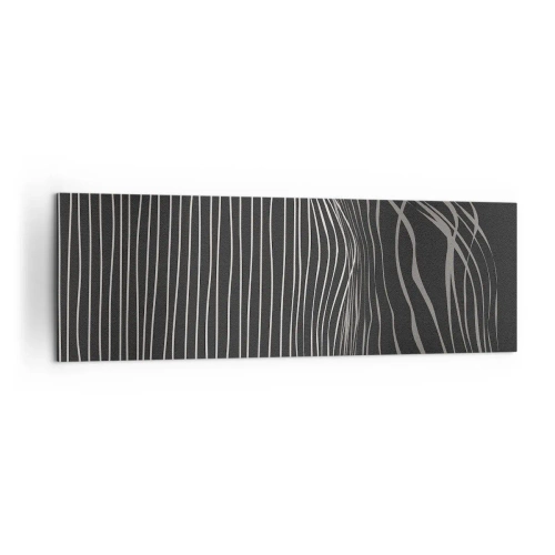 Impression sur toile - Image sur toile - Lignes blanches sur fond gris foncé dans un arrangement abstrait - 160x50cm - Rythme et accent - Décoration murale moderne pour le salon et la chambre ARTTOR