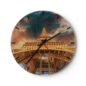 Horloge murale - Pendule murale - Perspective de la Tour Eiffel au coucher du soleil - 30x30cm - Comment l'humanité a atteint le ciel - Décoration murale moderne pour le salon, la cuisine et la chambre ARTTOR