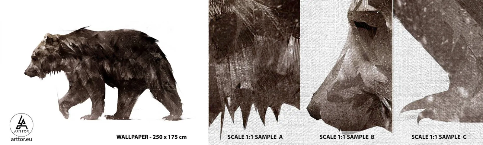 Échantillon de Papier Peint Premium Canvas - Je porte toujours de la vraie fourrure ! - Animaux, Ours, Abstraction - 100x30 cm