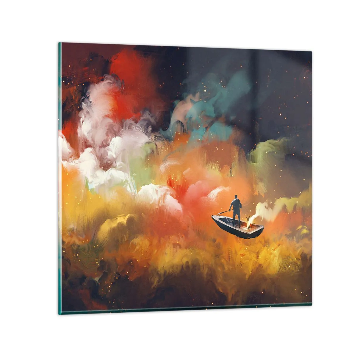 Impression sur verre - Image sur verre - En bateau à travers la galaxie - 30x30 cm