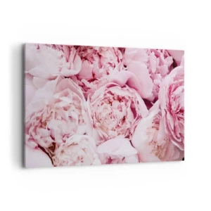 Impression sur toile - Image sur toile - Gros plan d'un bouquet de pivoines roses - 120x80cm - Caliné et parfumé - Décoration murale moderne pour le salon et la chambre ARTTOR