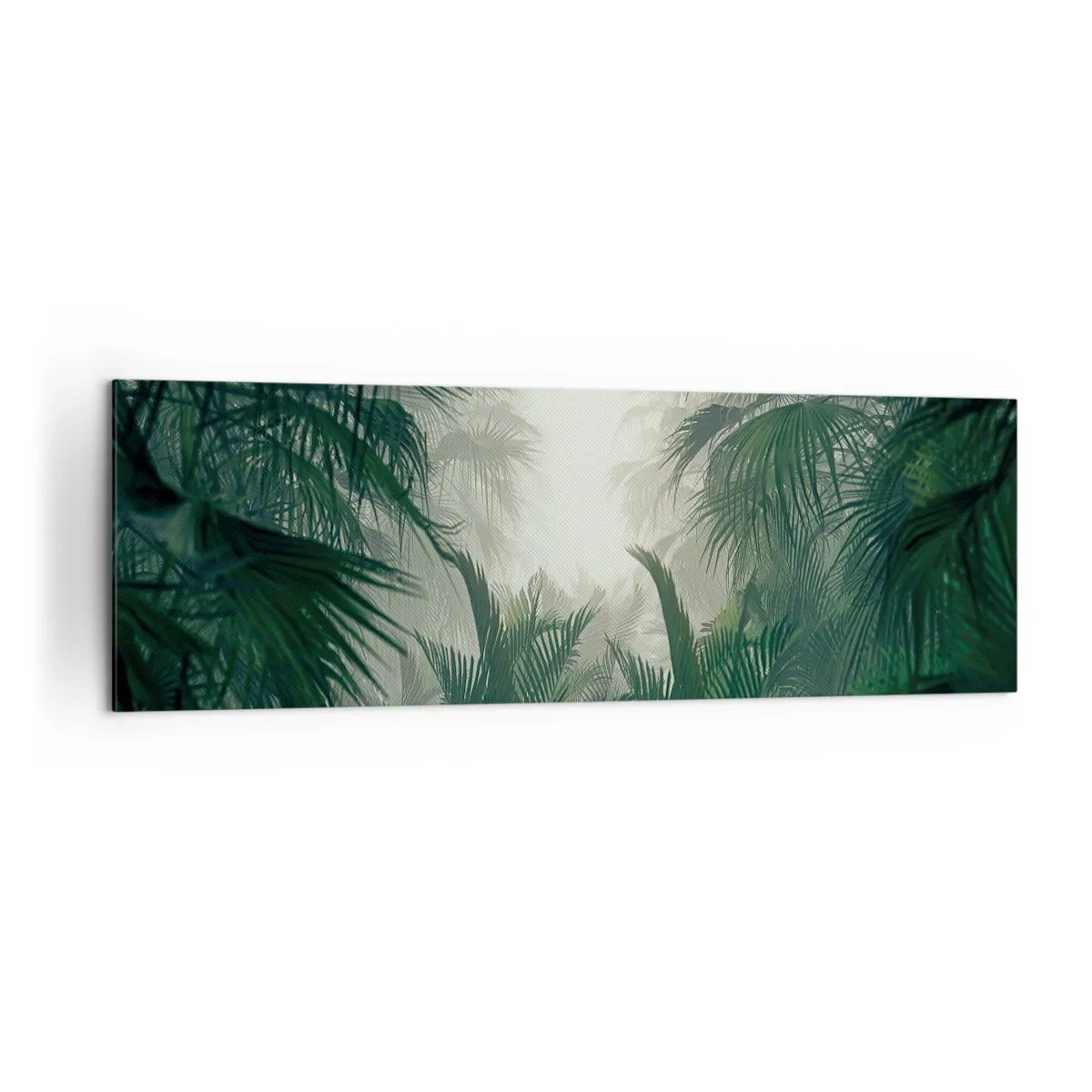 Impression sur toile - Image sur toile - Végétation tropicale dans un épais brouillard de forêt tropicale - 160x50cm - Secret tropical - Décoration murale moderne pour le salon et la chambre ARTTOR