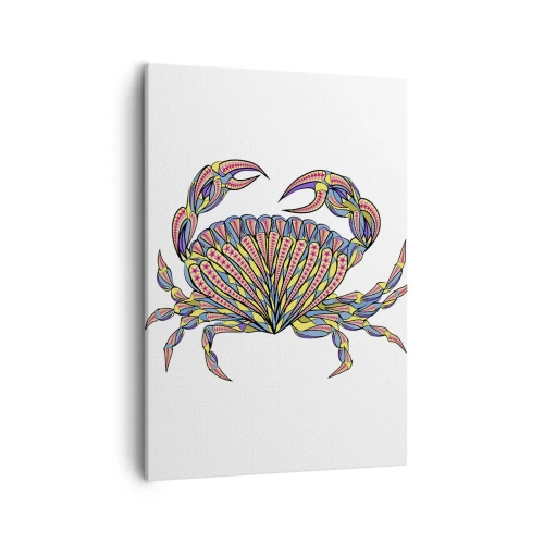 Impression sur toile - Image sur toile - Crabe coloré dans un style artistique - 50x70cm - Bijoux de la mer - Décoration murale moderne pour le salon et la chambre ARTTOR