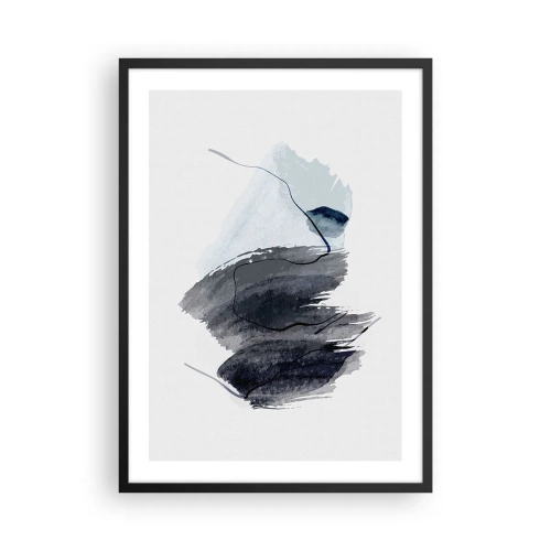 Affiche dans un cadre noir - Poster - Coups de pinceau abstraits dans des tons de gris - 50x70cm - Intensité et mouvement - Décoration murale moderne pour le salon et la chambre ARTTOR
