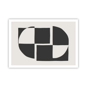 Affiche - Poster - Formes géométriques abstraites en noir et blanc - 100x70cm - Antithèse - Synthèse - Décoration murale moderne pour le salon et la chambre ARTTOR