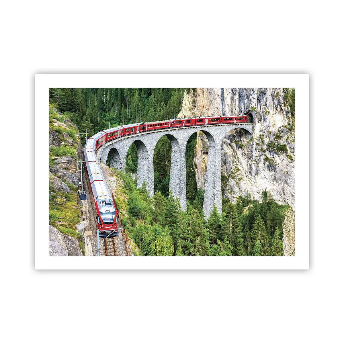 Affiche - Poster - Chemin de fer avec vue sur la montagne - 70x50 cm