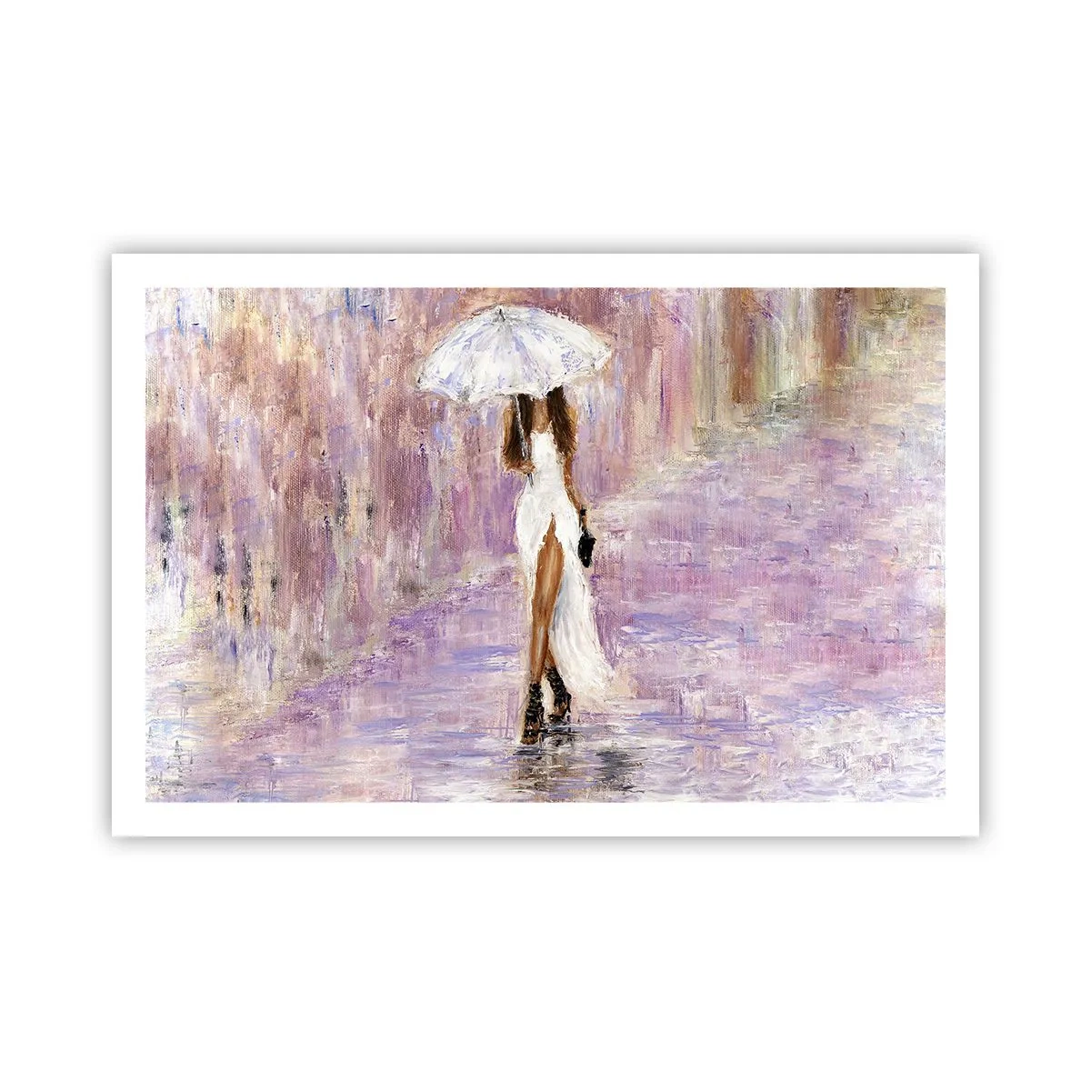 Affiche - Poster - Sous la pluie lilas - 91x61 cm